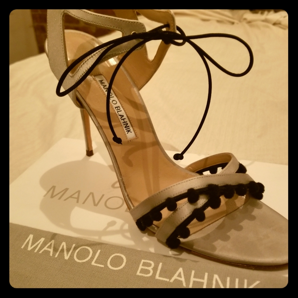 Manolo Satin Tie Sandals